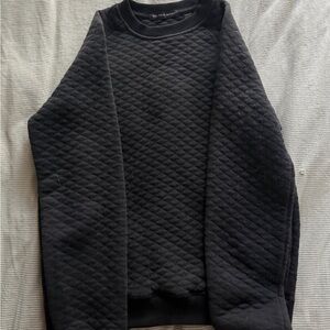 Saks Fifth Avenue Black Quilted Crewneck Sweater